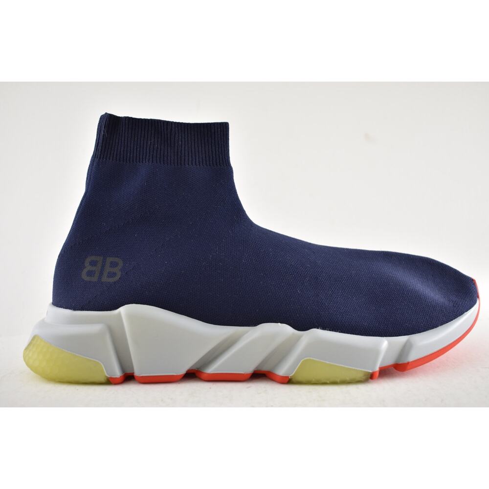 Balenciaga Mens Speed Sock Marine Navy Blue Grey BB Logo High Top Sneaker 44 11 - Picture 2 of 12